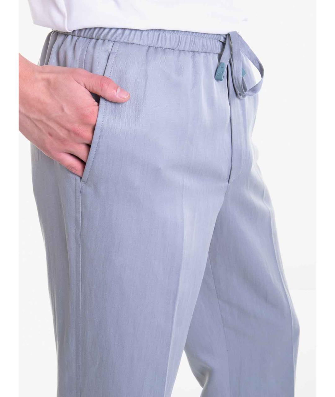 BRIONI Голубые льняные повседневные брюки, фото 5