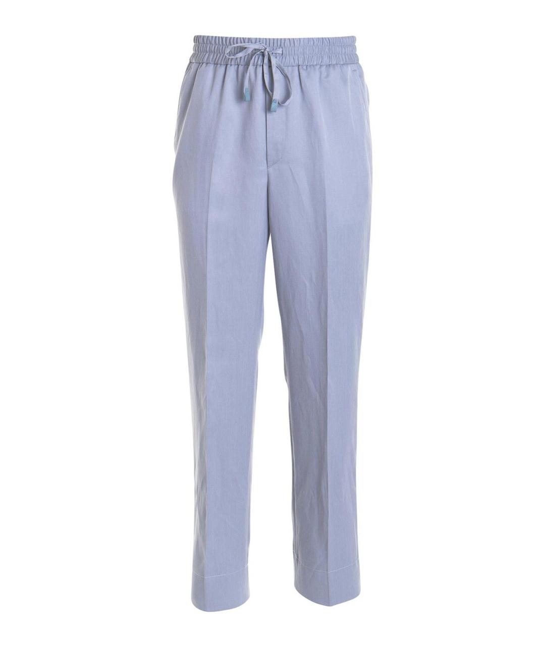 BRIONI Голубые льняные повседневные брюки, фото 1
