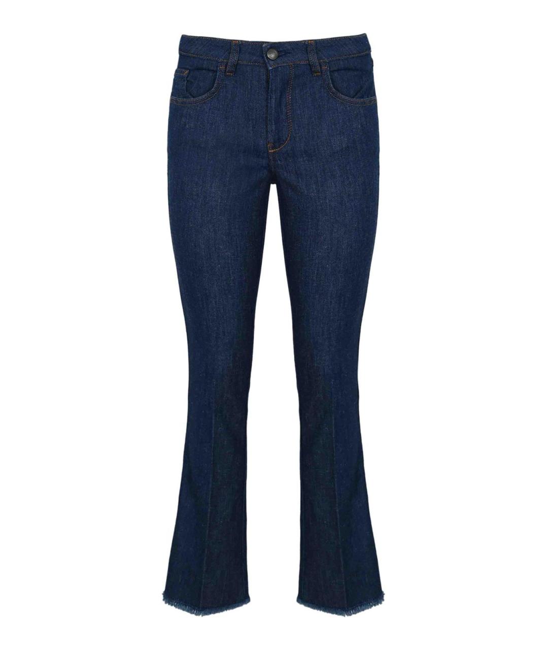 FAY Темно-синие хлопко-льняные джинсы клеш, фото 1