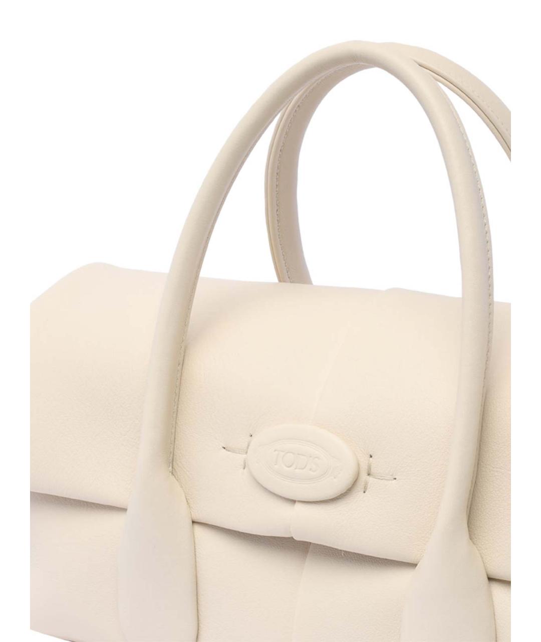 TOD'S Белая кожаная сумка тоут, фото 4