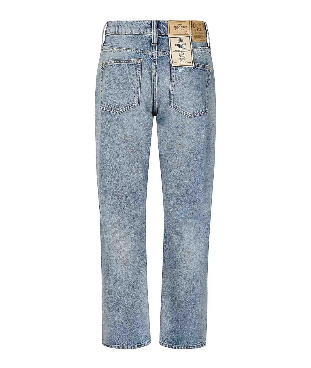 POLO RALPH LAUREN Голубые хлопковые прямые джинсы, фото 2