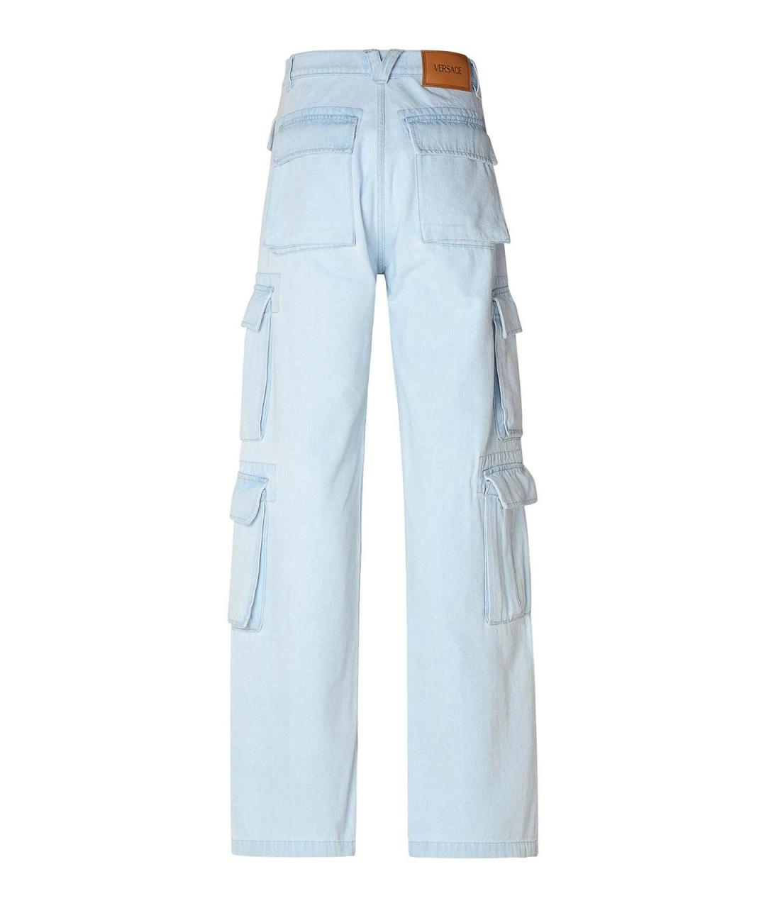VERSACE Голубые хлопковые прямые джинсы, фото 2