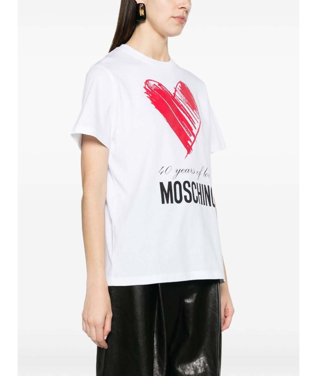 MOSCHINO Белая хлопковая футболка, фото 4