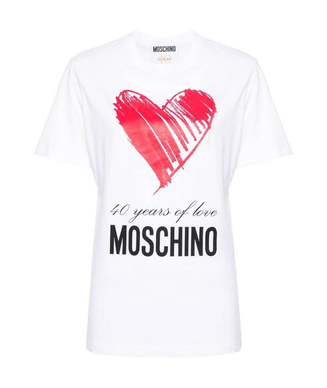 MOSCHINO Белая хлопковая футболка, фото 1