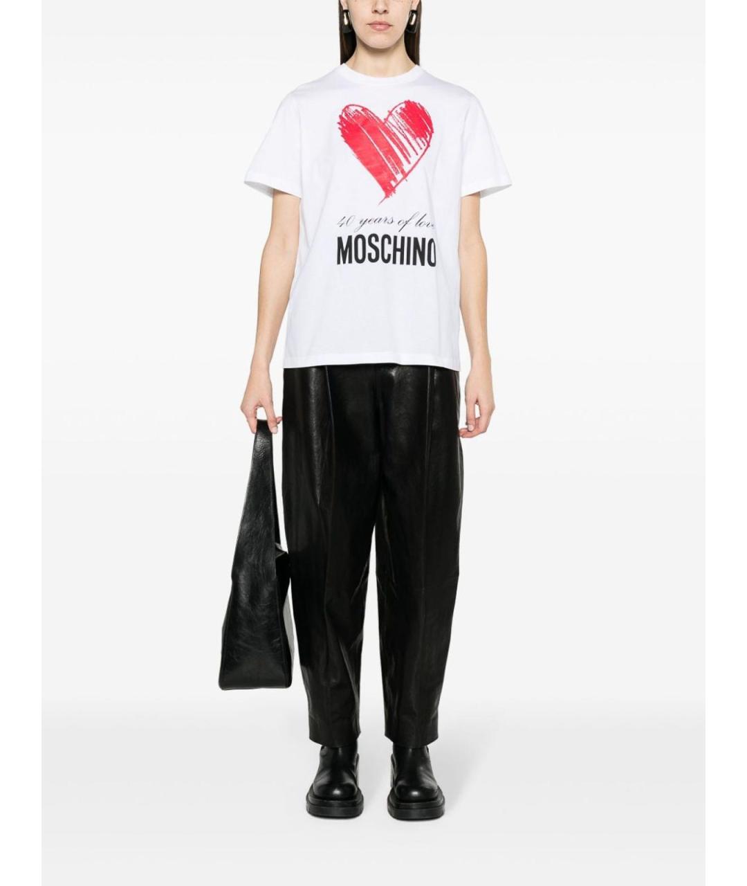 MOSCHINO Белая хлопковая футболка, фото 5