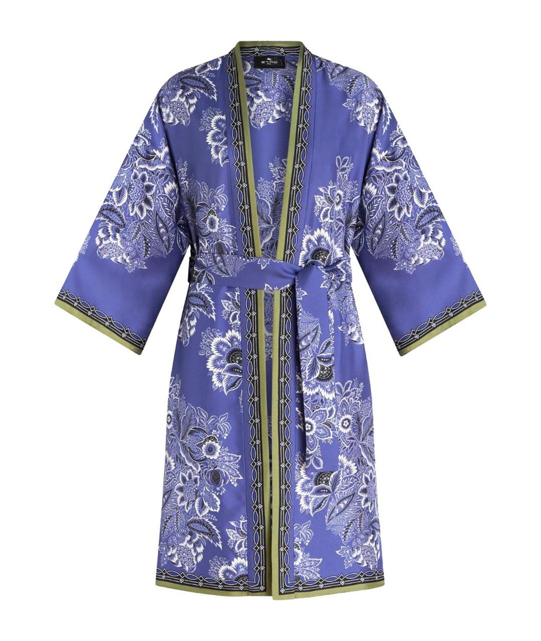 ETRO Синее шелковое пальто, фото 1