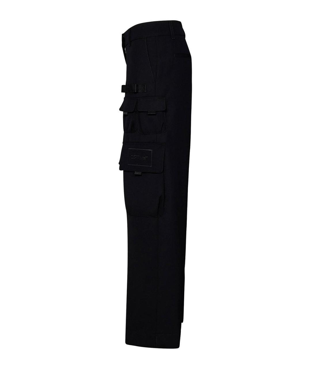 OFF-WHITE Черные шерстяные брюки широкие, фото 3