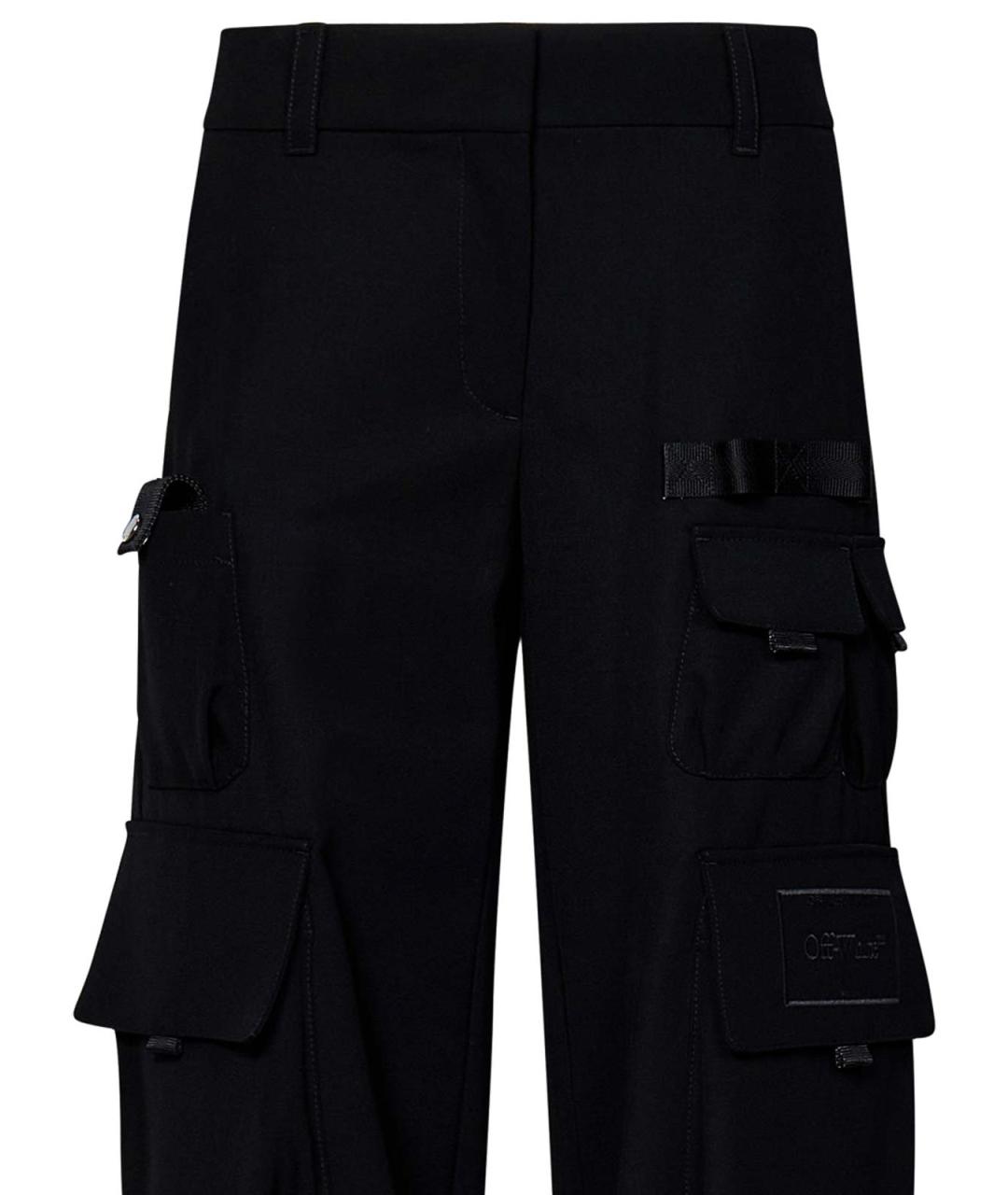 OFF-WHITE Черные шерстяные брюки широкие, фото 4