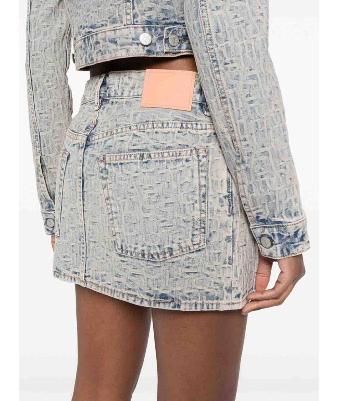 ACNE STUDIOS Синяя хлопковая юбка мини, фото 4