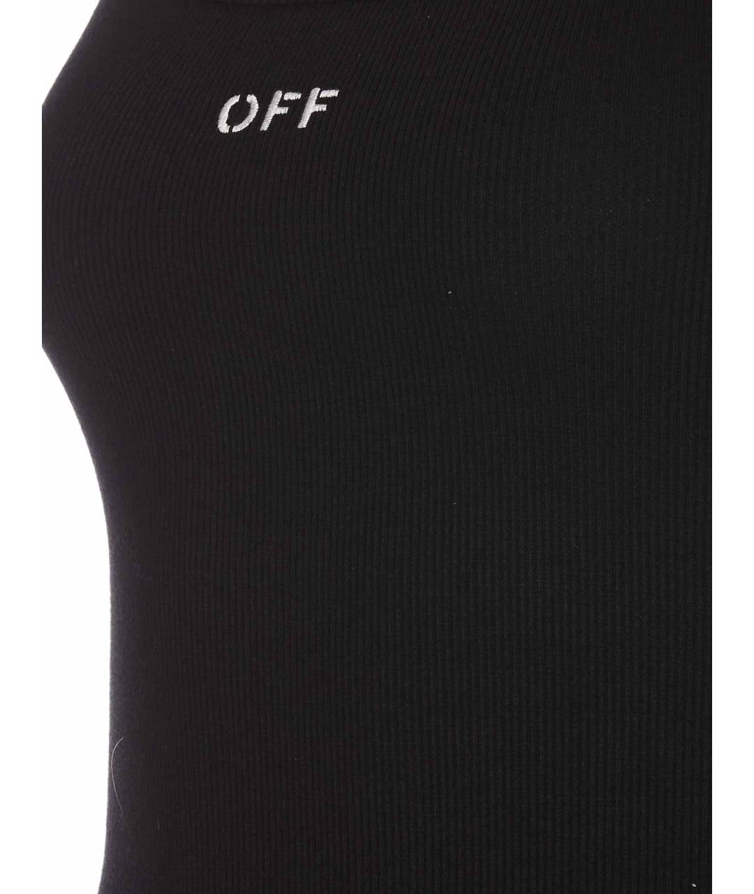 OFF-WHITE Черное хлопко-эластановое повседневное платье, фото 3