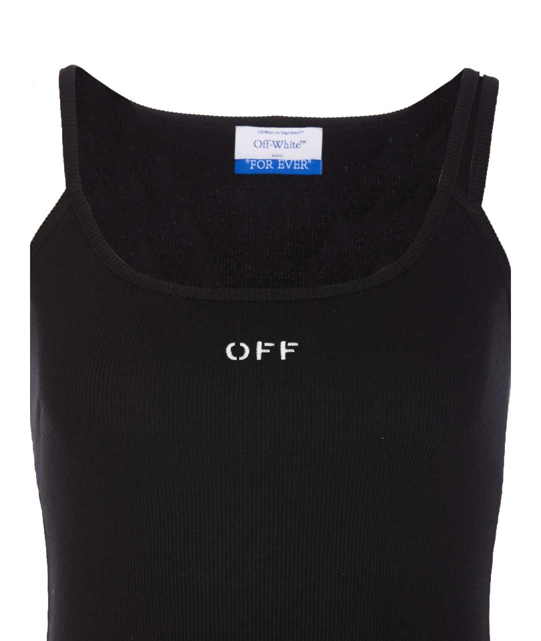 OFF-WHITE Черное хлопко-эластановое повседневное платье, фото 4