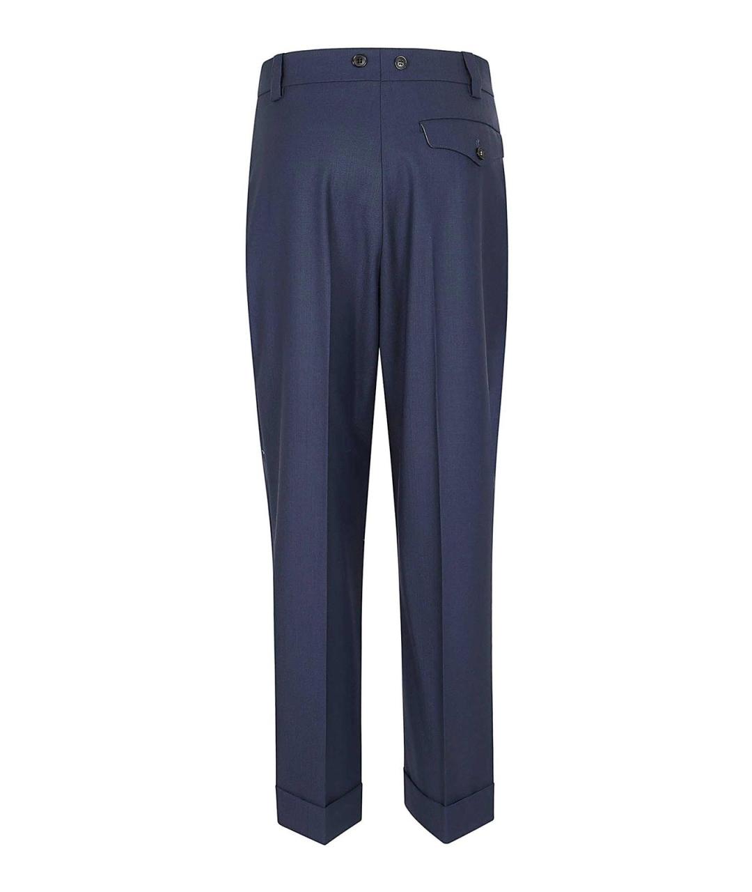 VICTORIA BECKHAM Синие полиэстеровые прямые брюки, фото 2