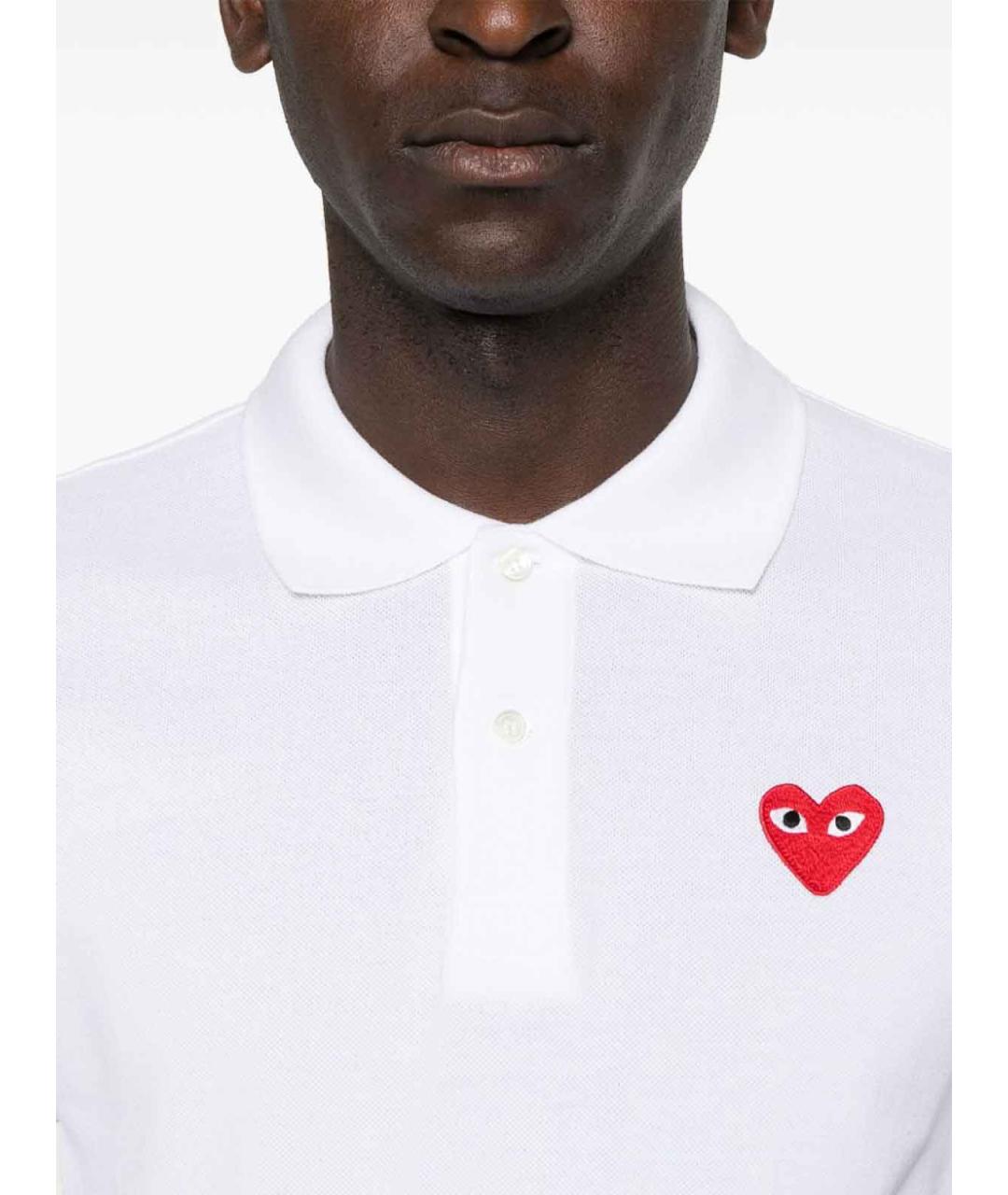 COMME DES GARÇONS Белое хлопковое поло с коротким рукавом, фото 4