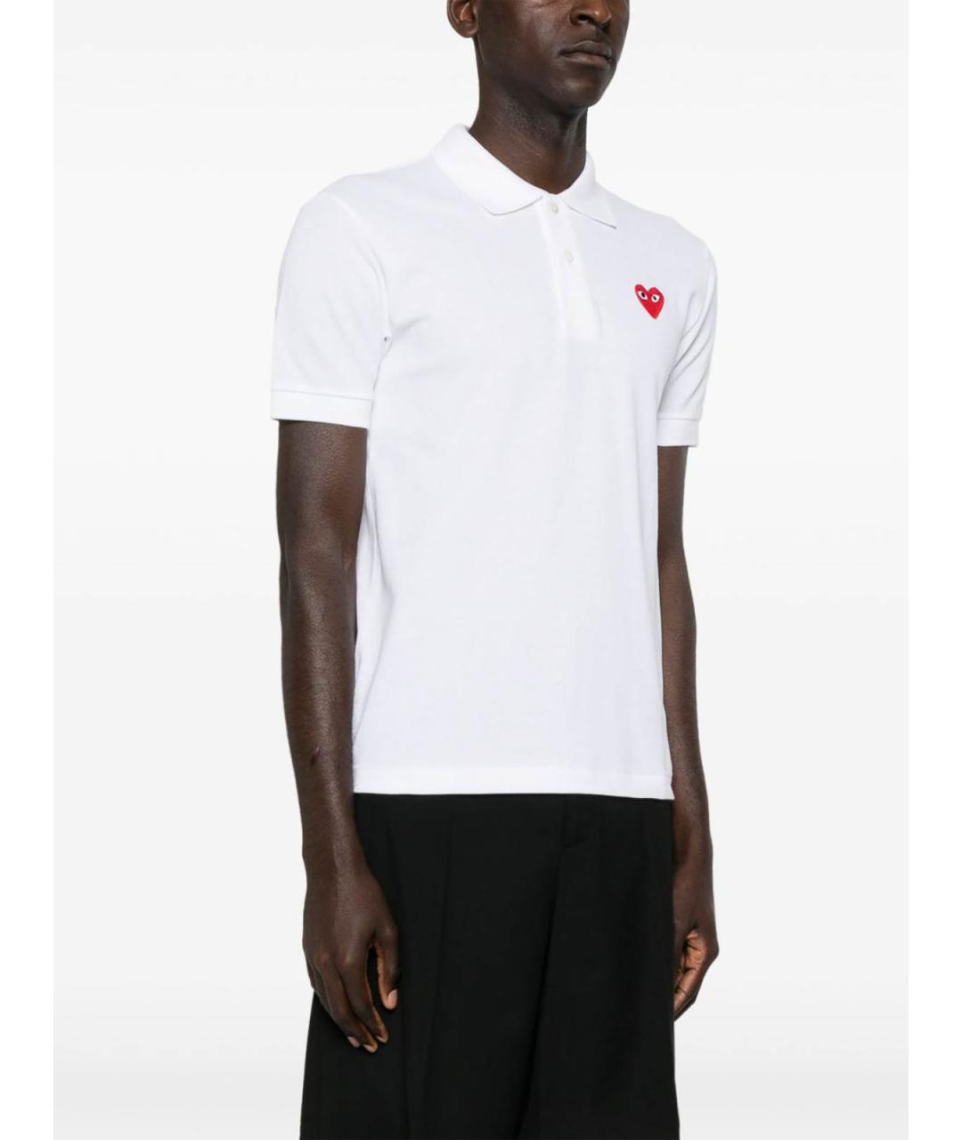 COMME DES GARÇONS Белое хлопковое поло с коротким рукавом, фото 2