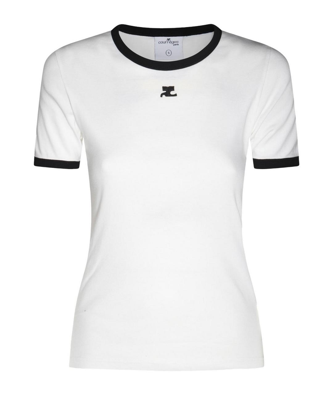 COURREGES Белая хлопковая футболка, фото 1
