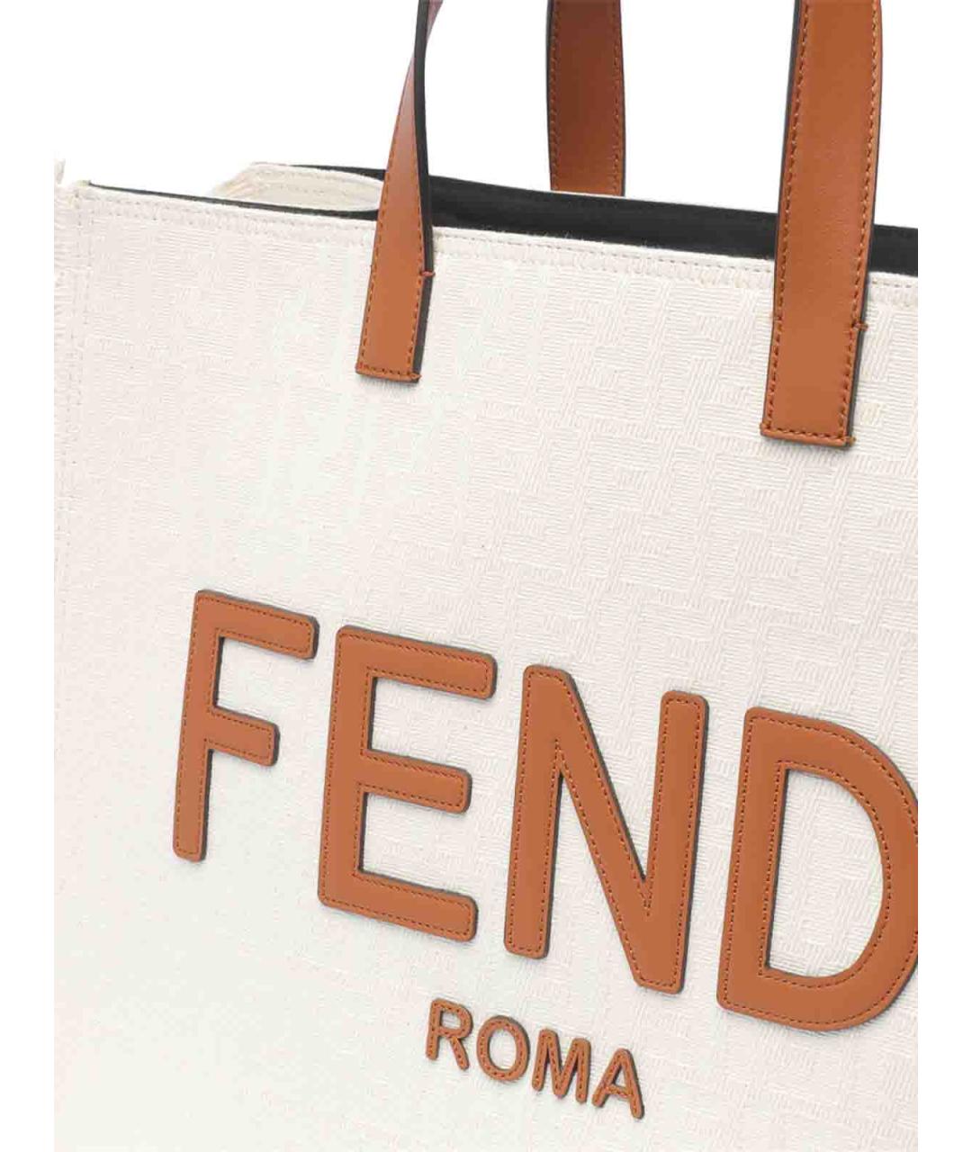 FENDI Белая кожаная сумка тоут, фото 4