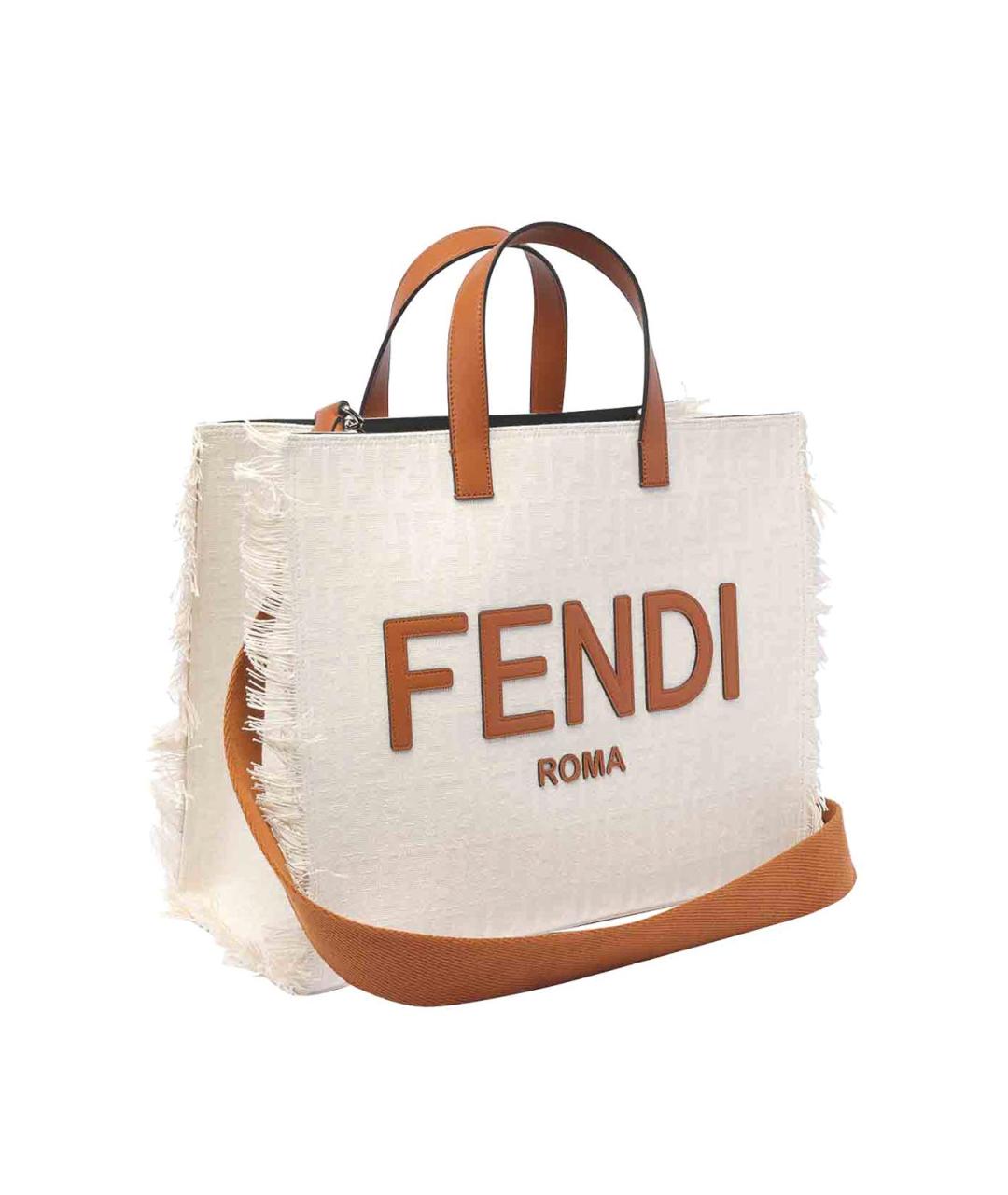 FENDI Белая кожаная сумка тоут, фото 2