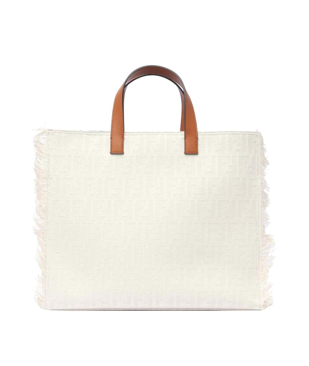 FENDI Белая кожаная сумка тоут, фото 3