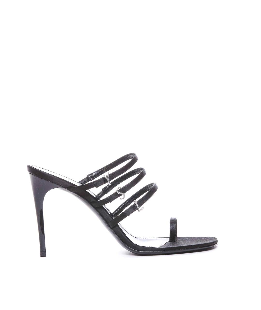SAINT LAURENT Черные текстильные мюли, фото 1