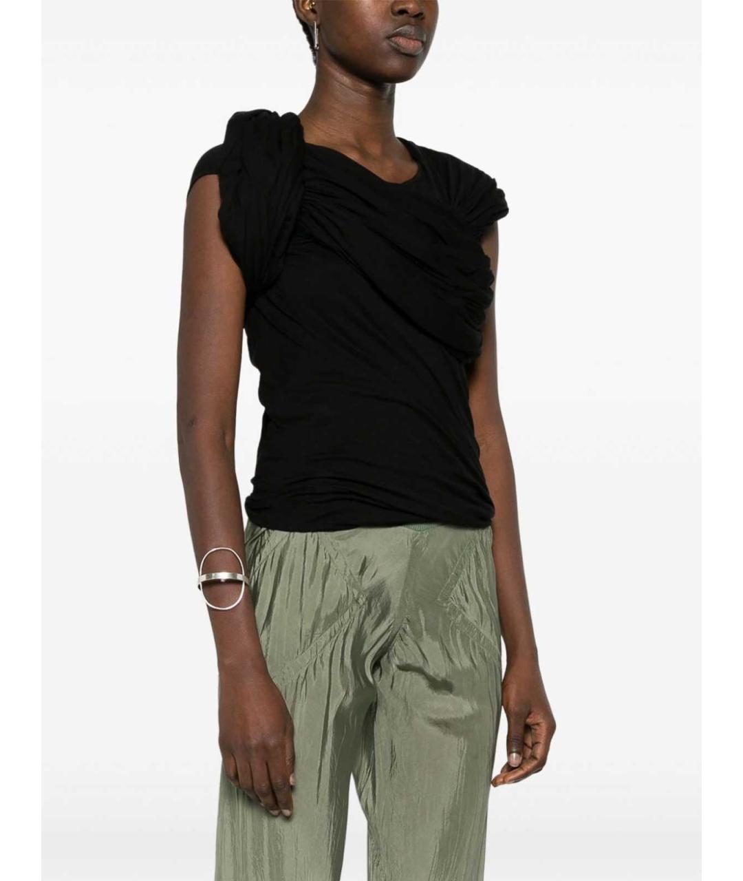 RICK OWENS Черная хлопковая майка, фото 3