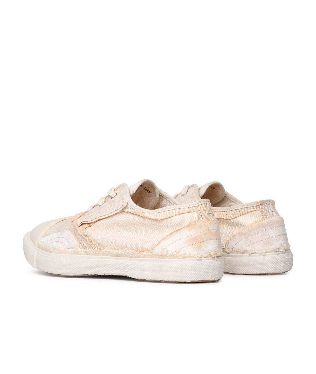MAISON MARGIELA Бежевые текстильные низкие кроссовки / кеды, фото 4