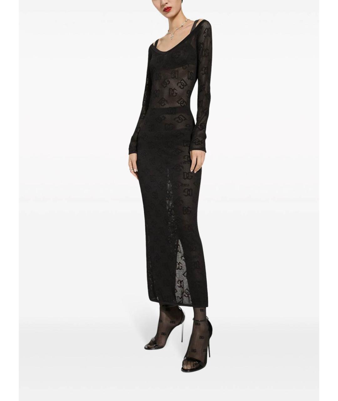 DOLCE&GABBANA Черное вискозное коктейльное платье, фото 5