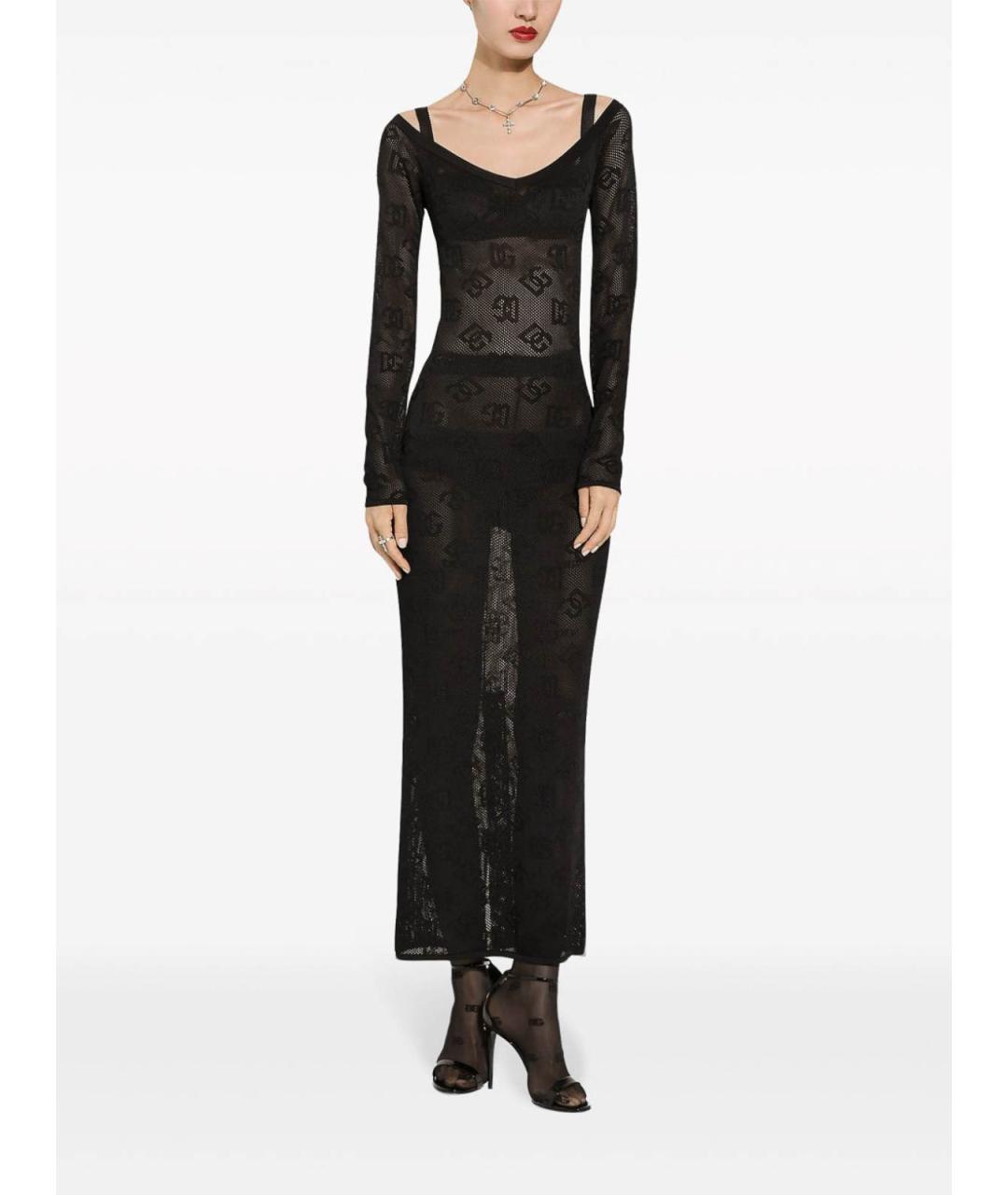 DOLCE&GABBANA Черное вискозное коктейльное платье, фото 4