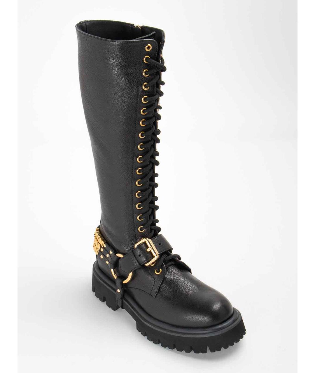 MOSCHINO Черные кожаные сапоги, фото 5