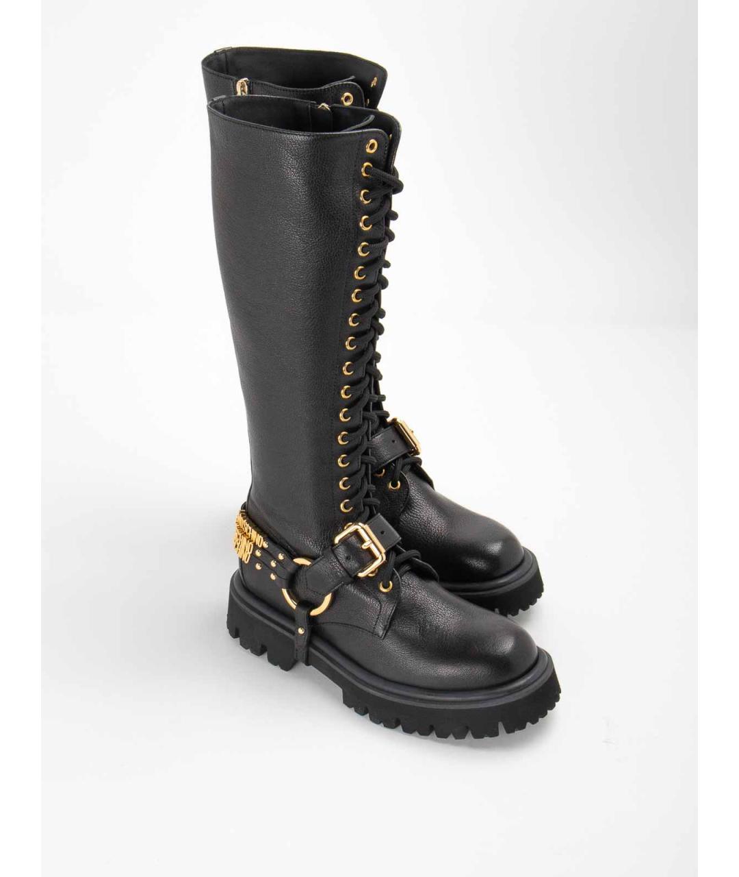 MOSCHINO Черные кожаные сапоги, фото 2