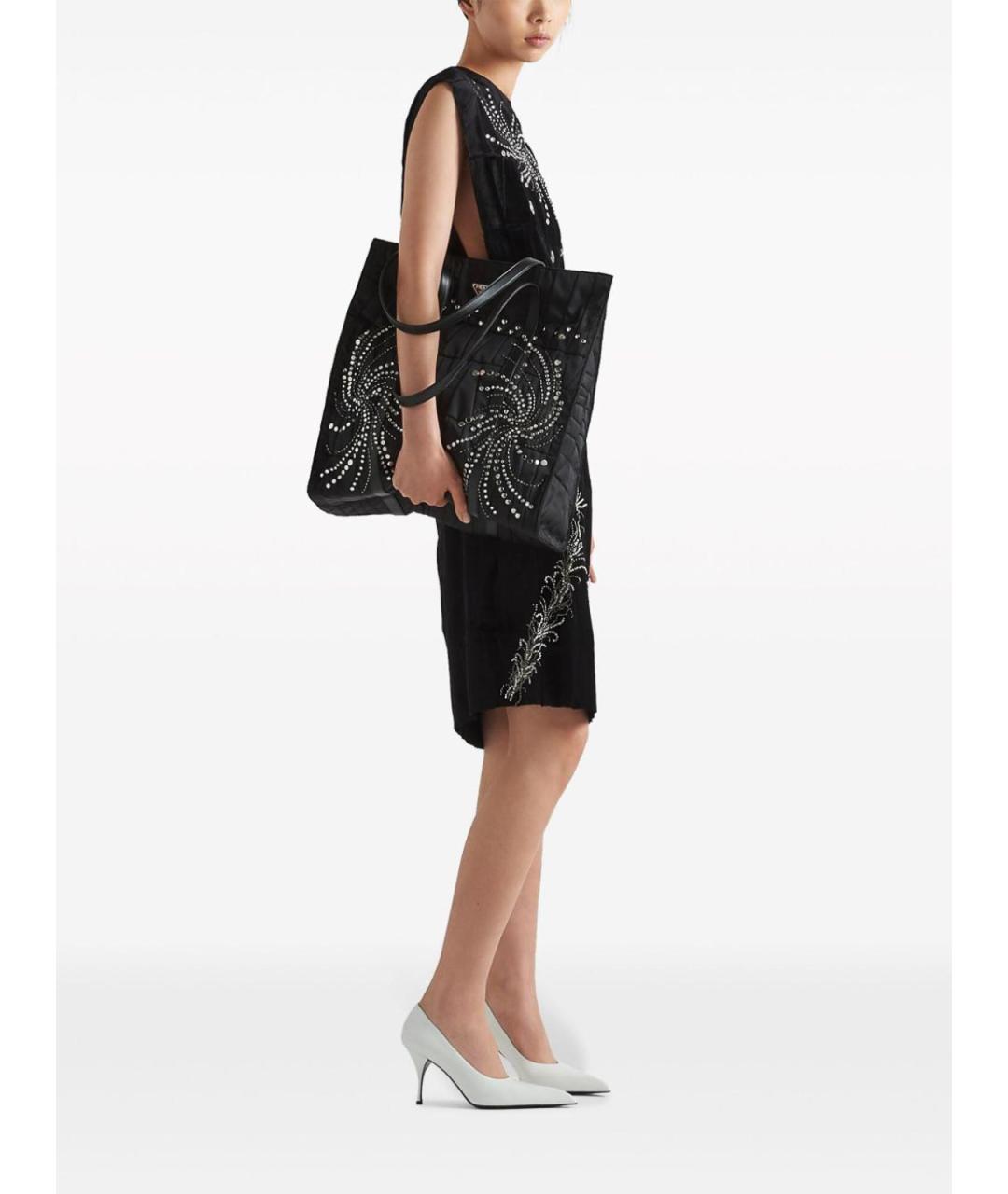 PRADA Черная тканевая сумка тоут, фото 2