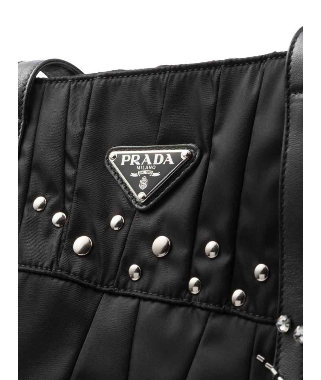 PRADA Черная тканевая сумка тоут, фото 7