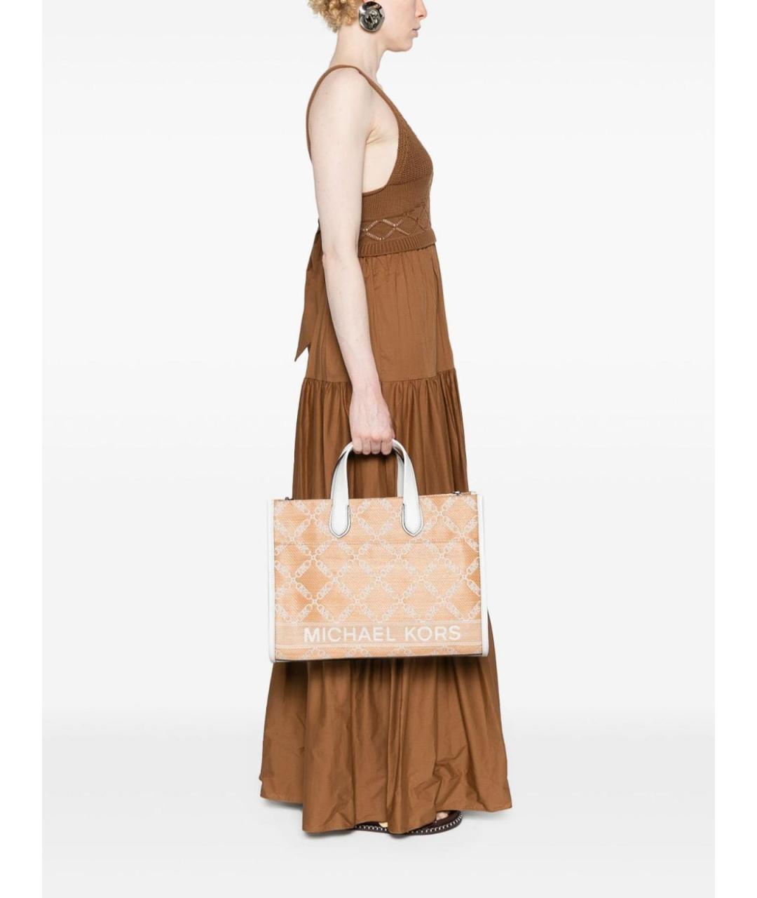 MICHAEL MICHAEL KORS Бежевая кожаная сумка тоут, фото 5