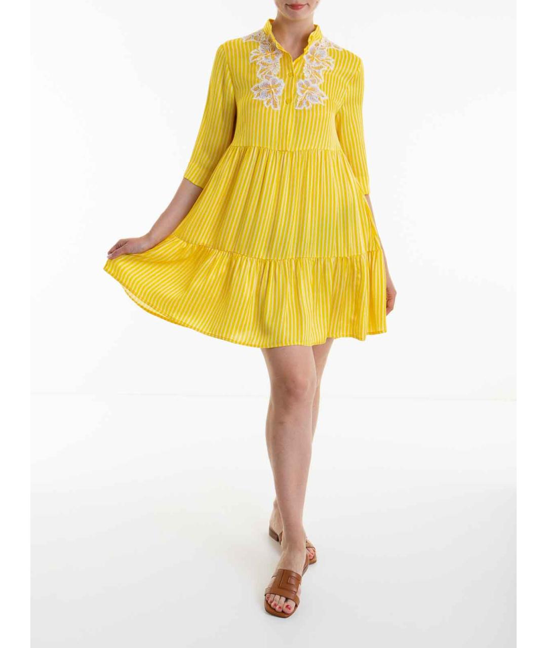 ERMANNO SCERVINO Желтое хлопковое повседневное платье, фото 3