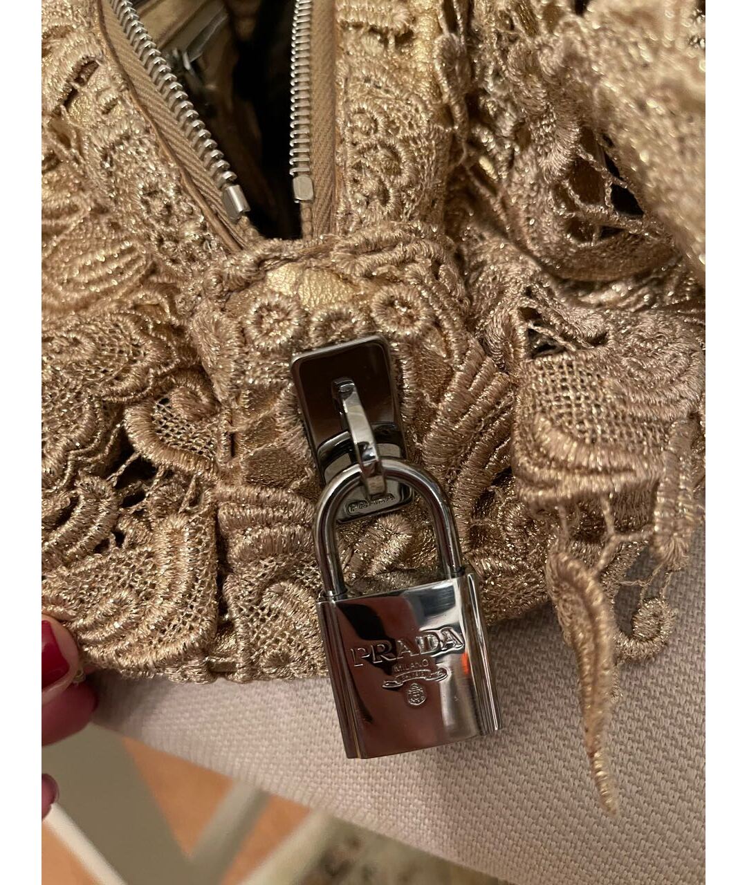 PRADA VINTAGE Золотая кожаная сумка тоут, фото 5