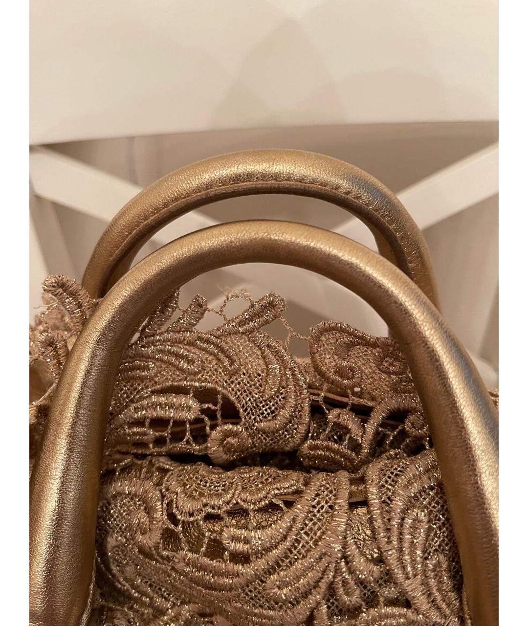 PRADA VINTAGE Золотая кожаная сумка тоут, фото 6