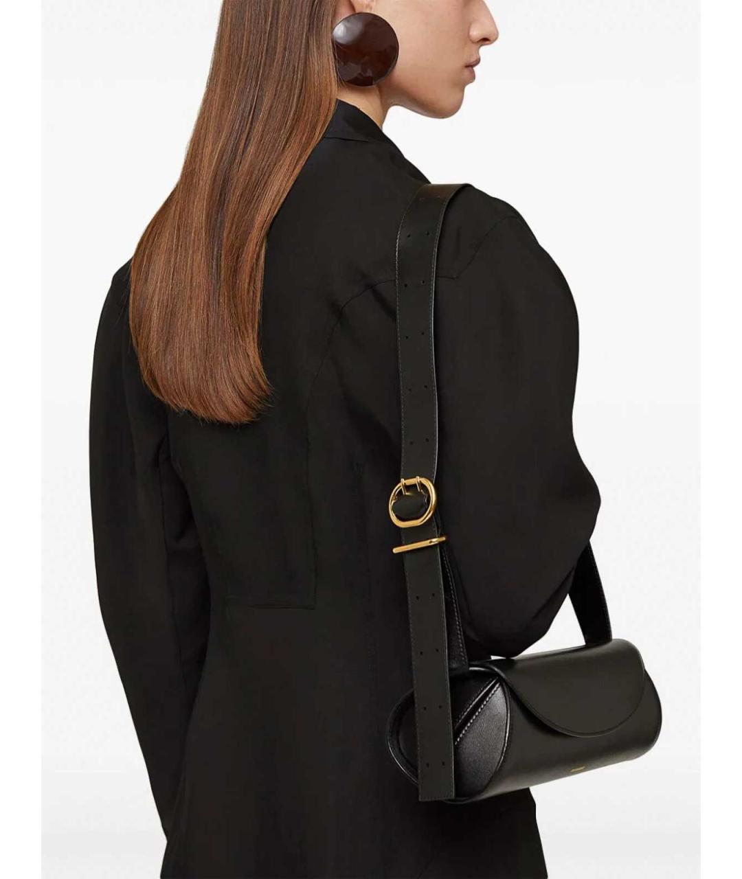 JIL SANDER Черная кожаная сумка через плечо, фото 2