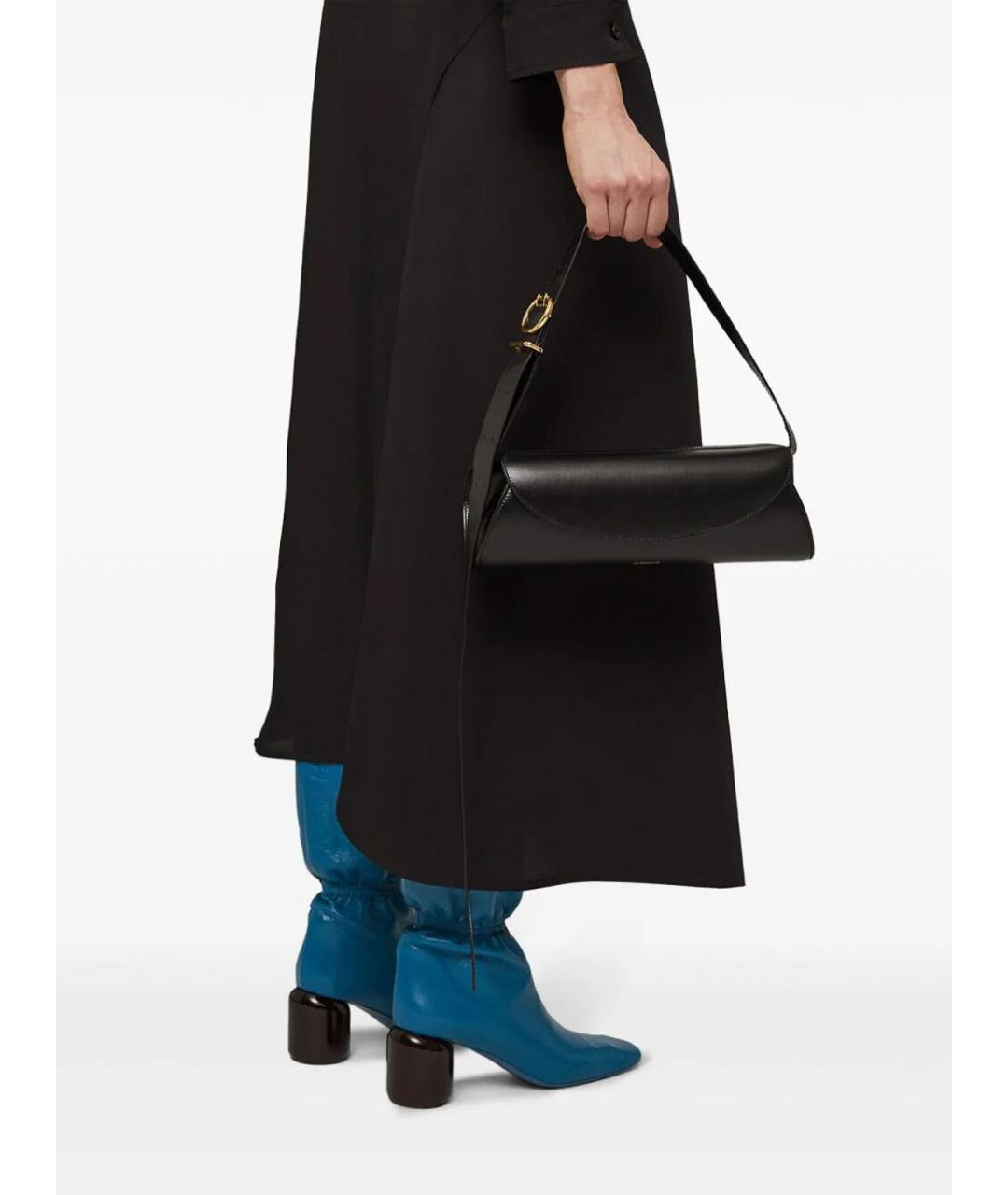 JIL SANDER Черная кожаная сумка через плечо, фото 3