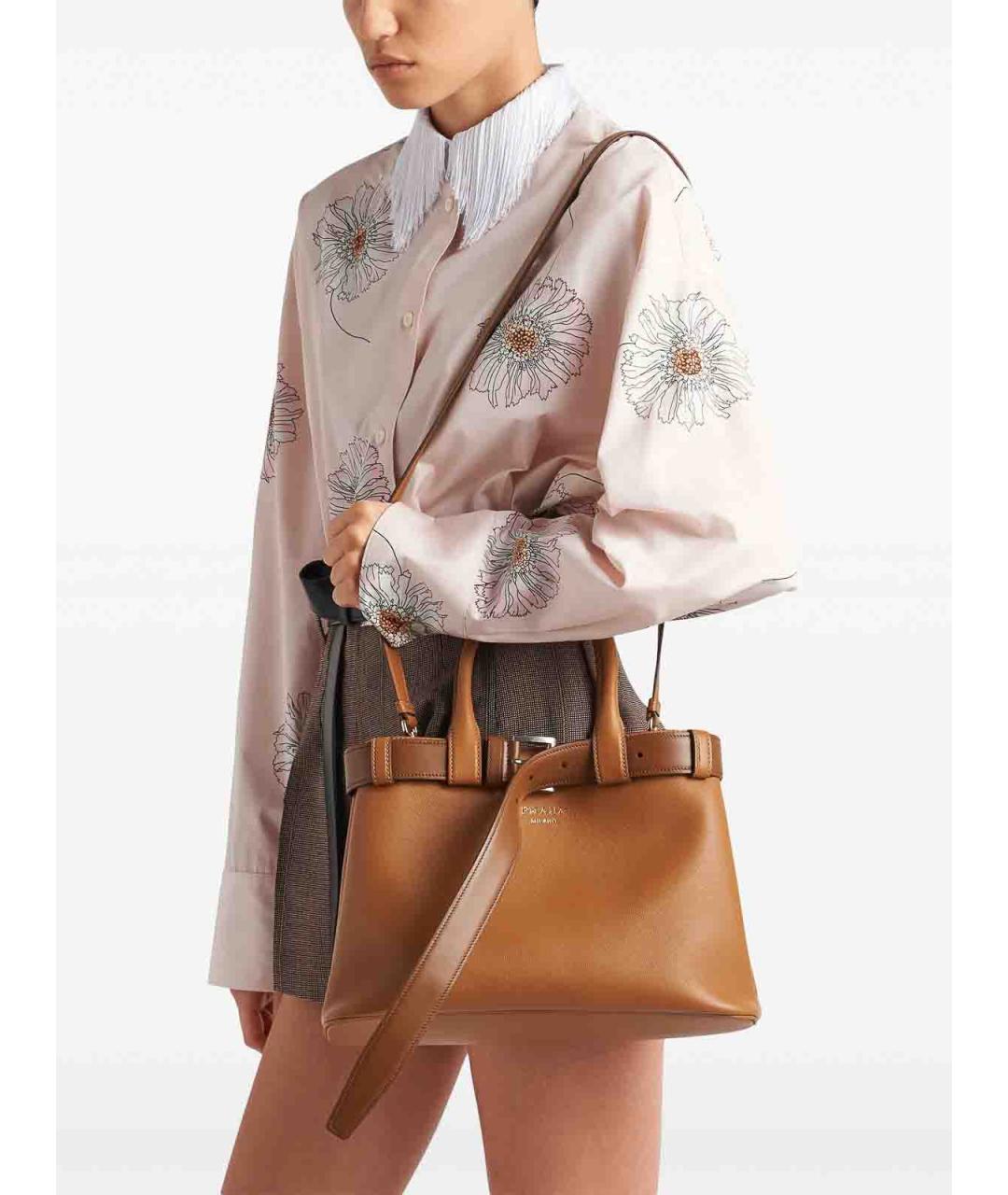 PRADA Коричневая кожаная сумка тоут, фото 5
