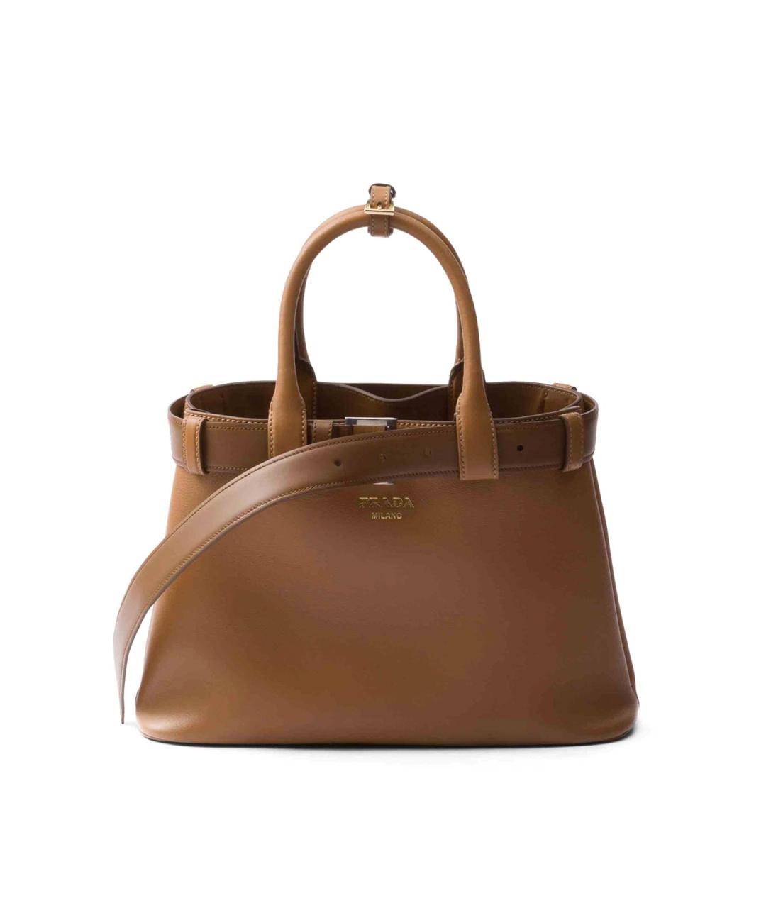 PRADA Коричневая кожаная сумка тоут, фото 1