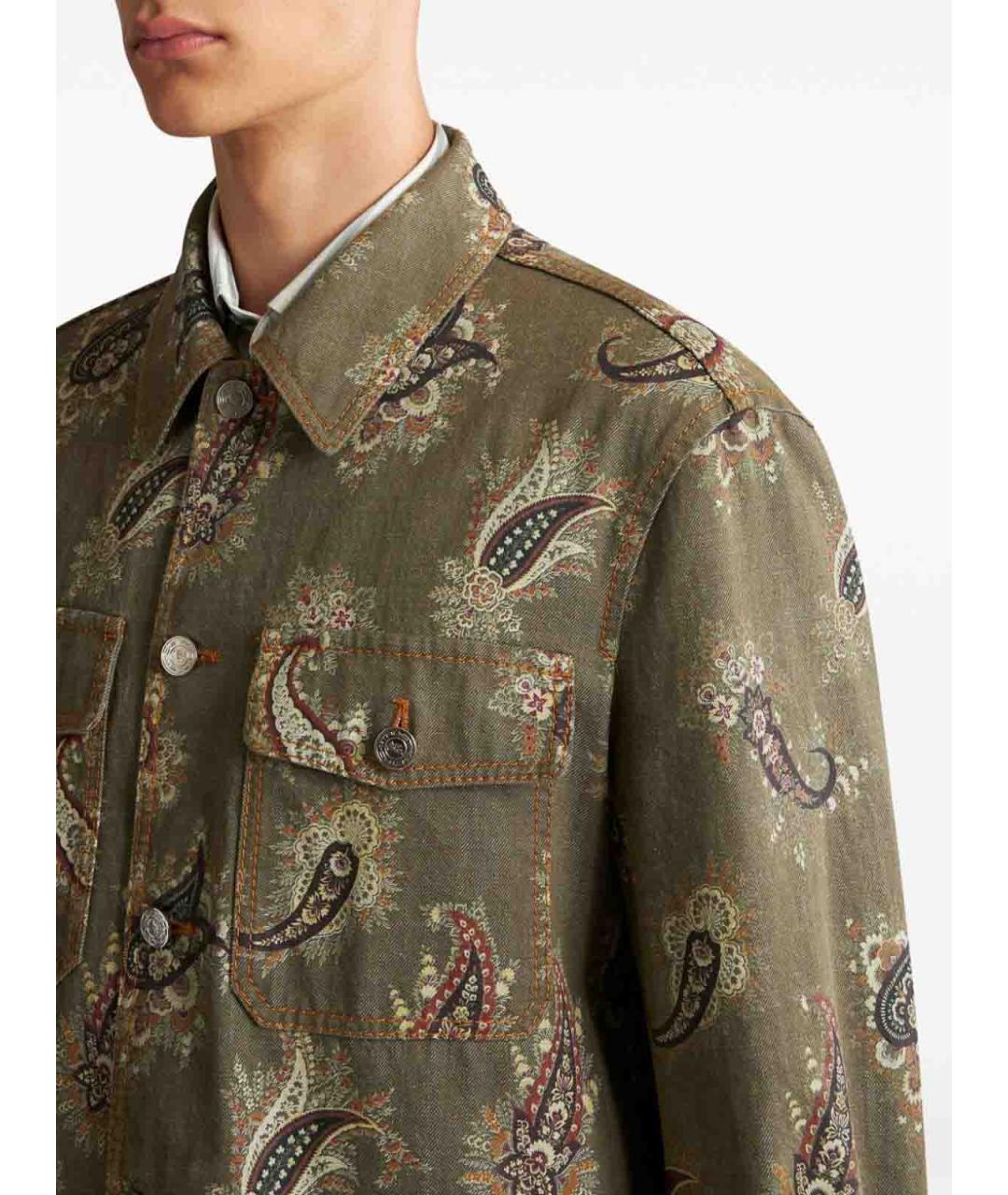 ETRO Зеленая хлопковая классическая рубашка, фото 5