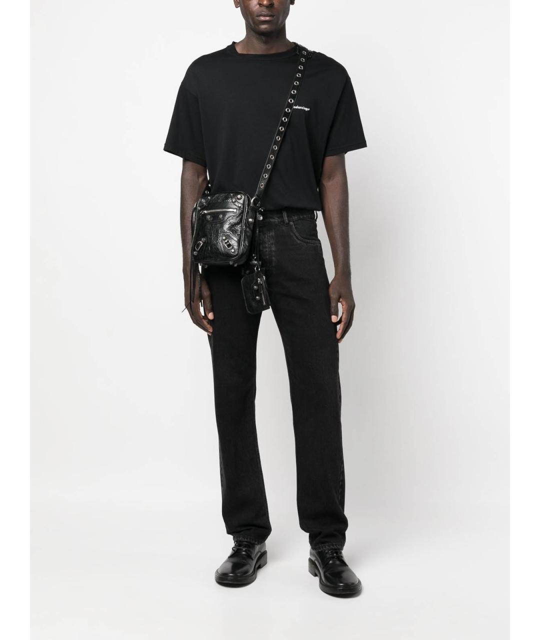 BALENCIAGA Черная кожаная сумка на плечо, фото 4