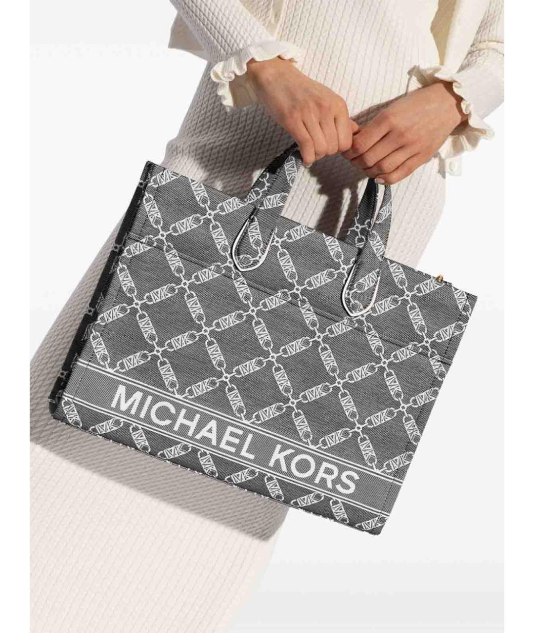 MICHAEL MICHAEL KORS Черная тканевая сумка тоут, фото 6