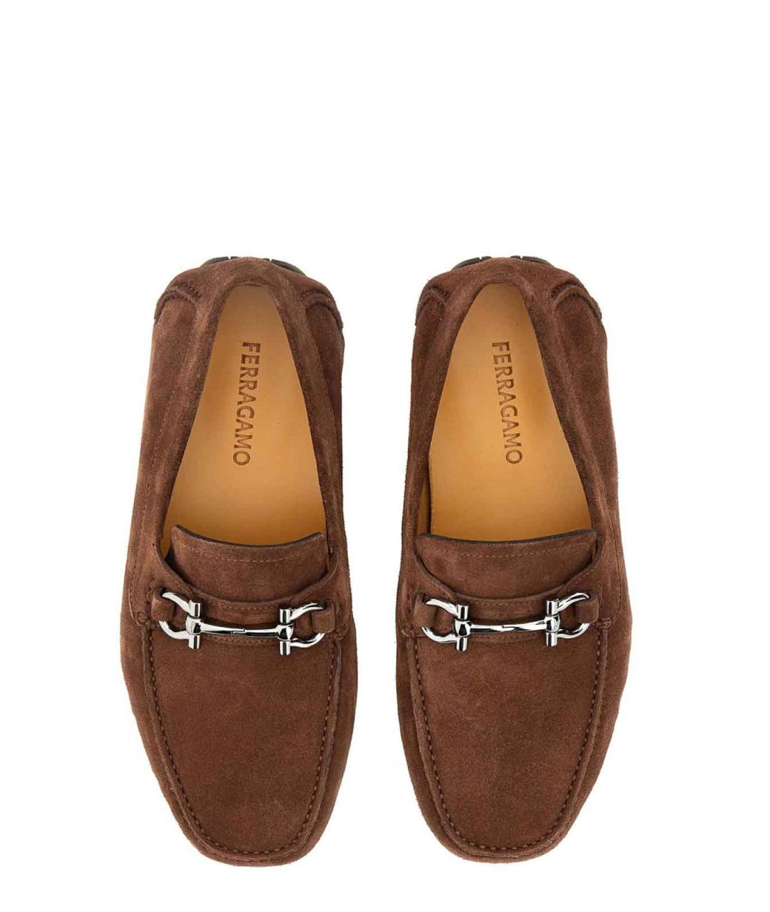 FERRAGAMO Коричневые кожаные лоферы, фото 5