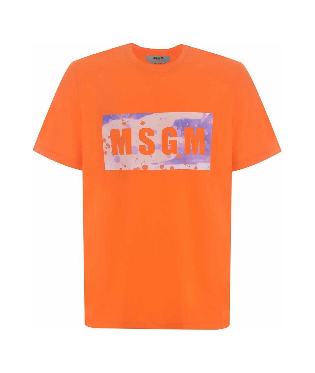 MSGM Оранжевая хлопковая футболка, фото 1
