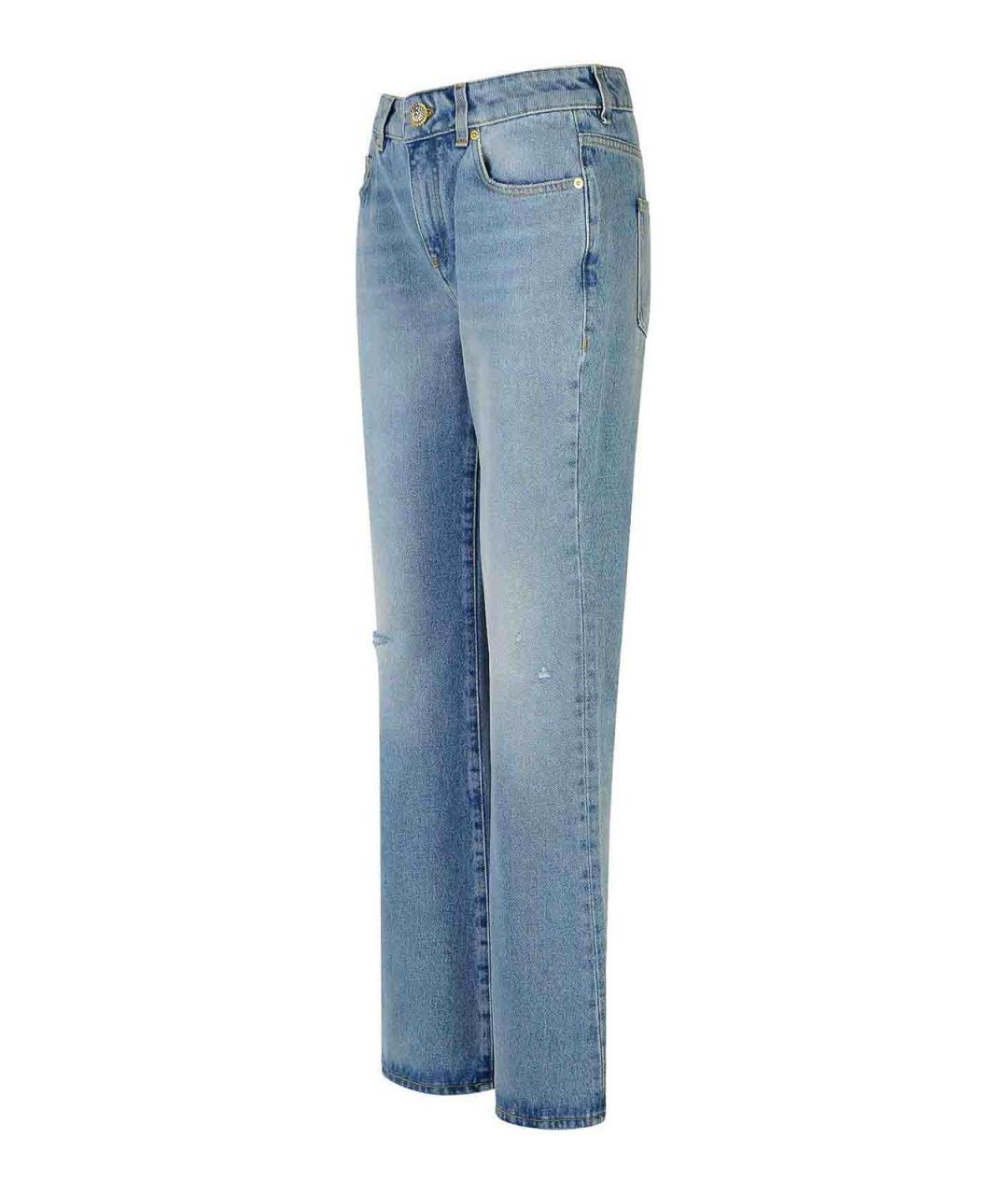 BALMAIN Голубые хлопковые джинсы клеш, фото 3