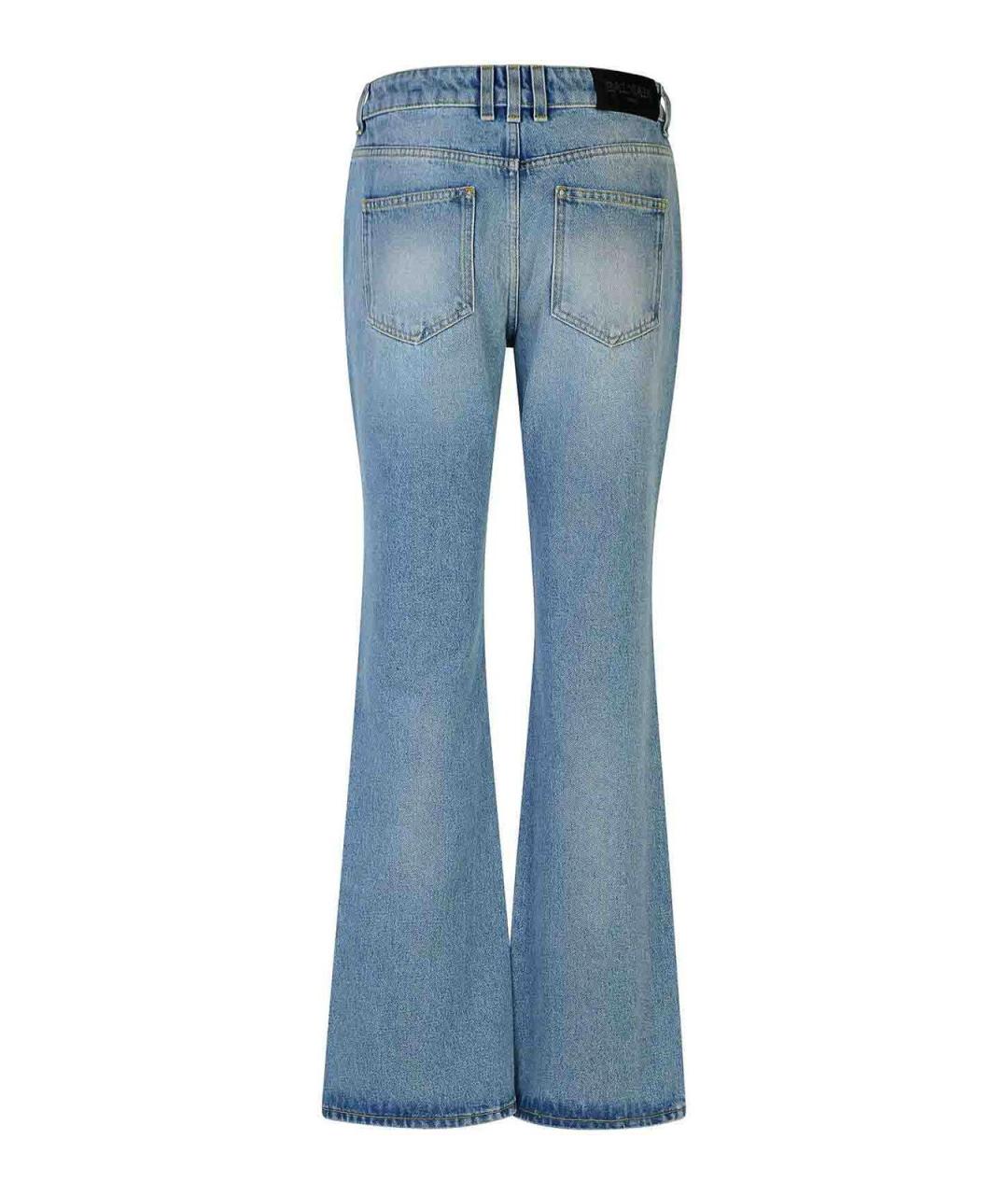 BALMAIN Голубые хлопковые джинсы клеш, фото 2