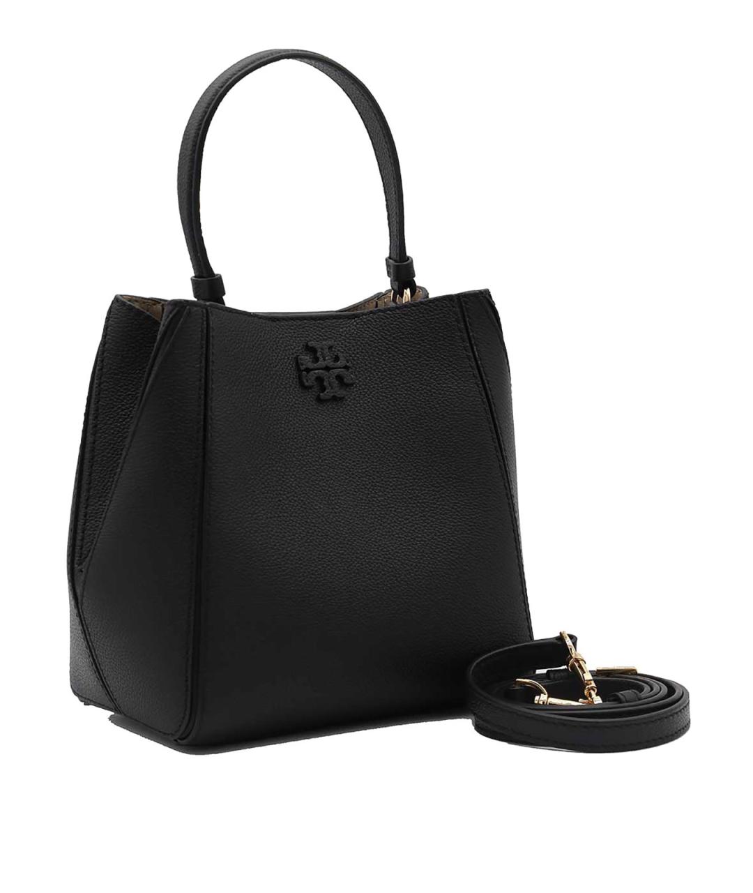 TORY BURCH Черная кожаная сумка тоут, фото 2