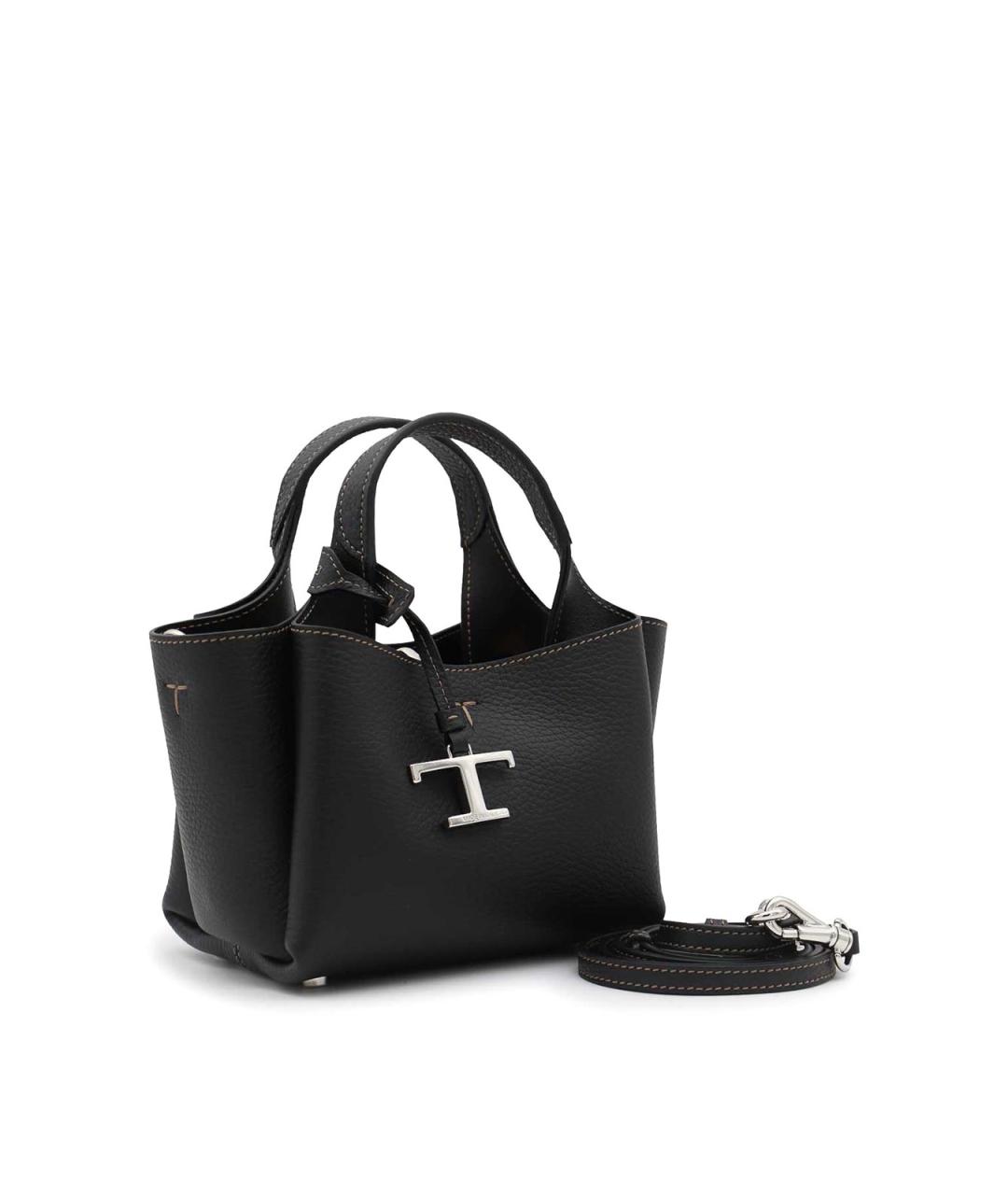 TOD'S Черная кожаная сумка тоут, фото 2