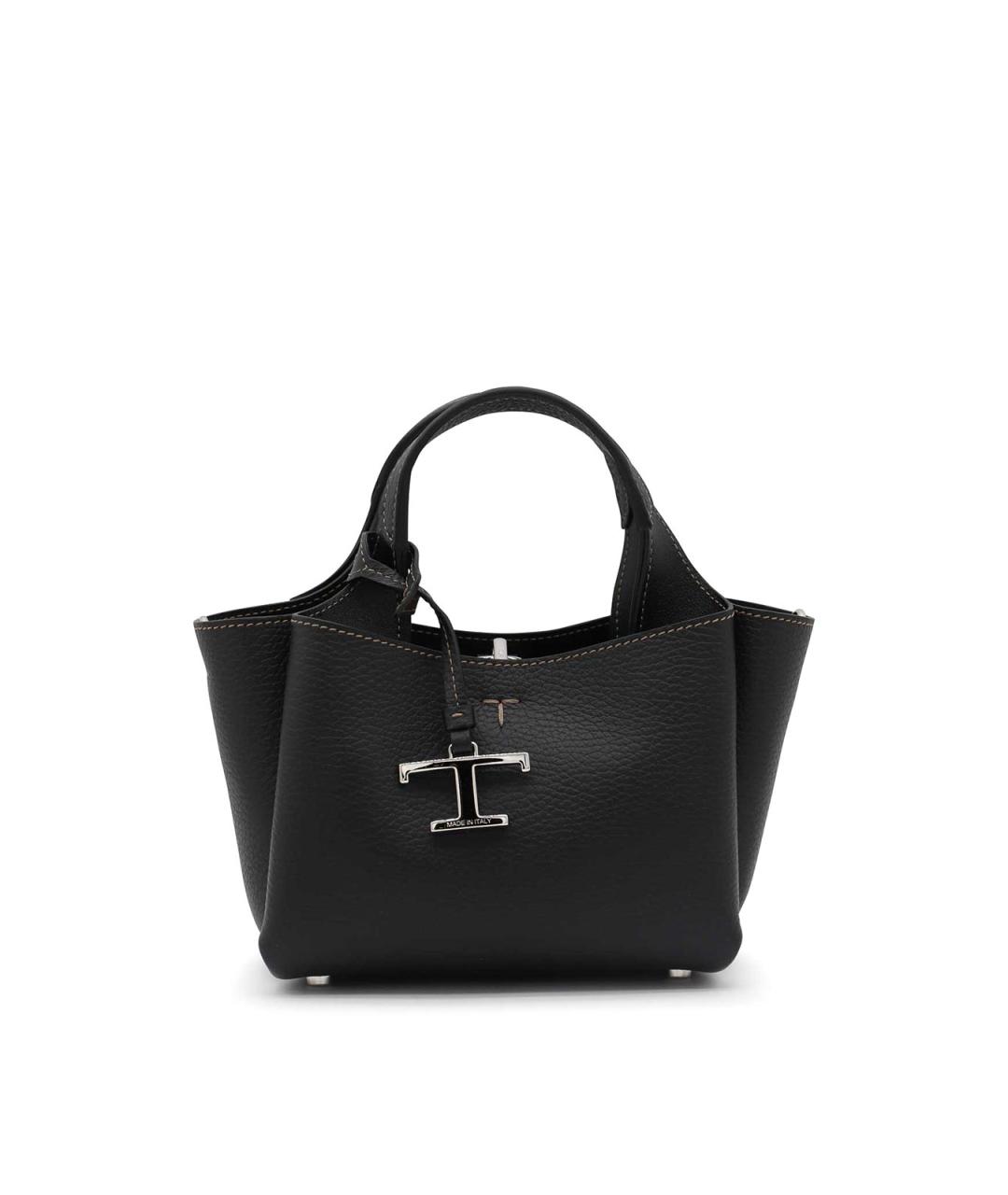 TOD'S Черная кожаная сумка тоут, фото 1