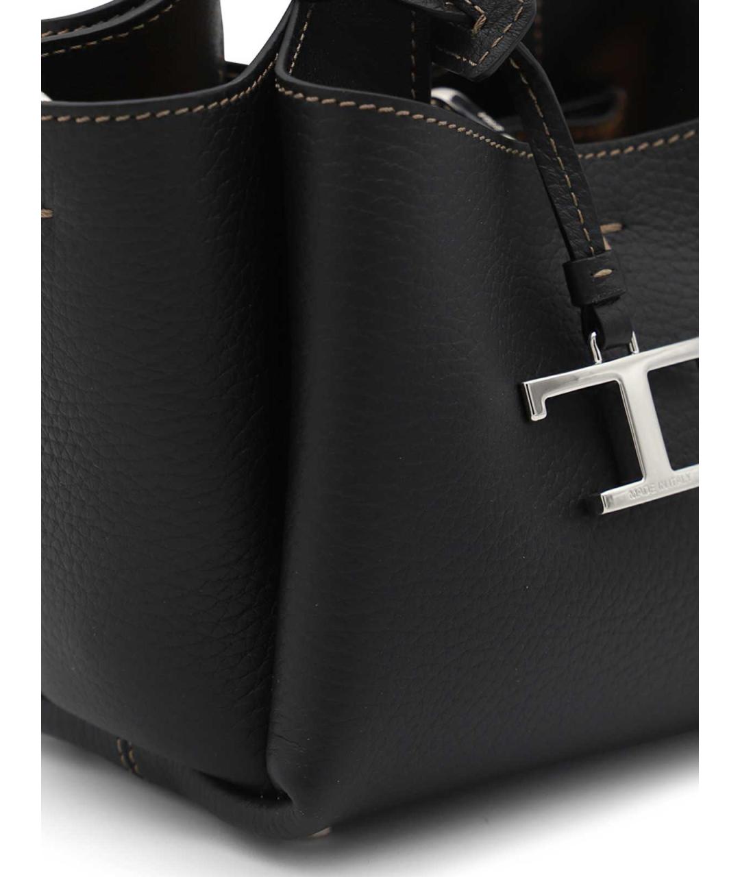 TOD'S Черная кожаная сумка тоут, фото 4